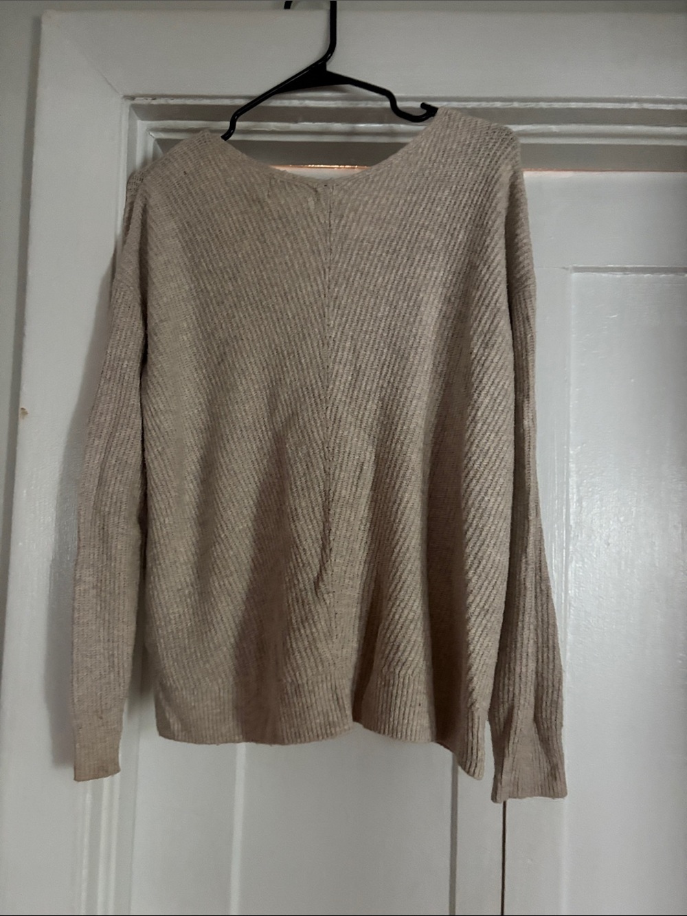ruby moon Ribbed V-Neck Sweater in Light Beige - Picture 2 of 3